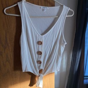 cute white tank with brown buttons!